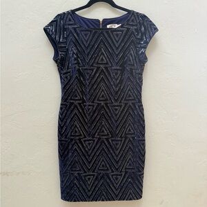 Eliza J Navy velvet and sequin dress